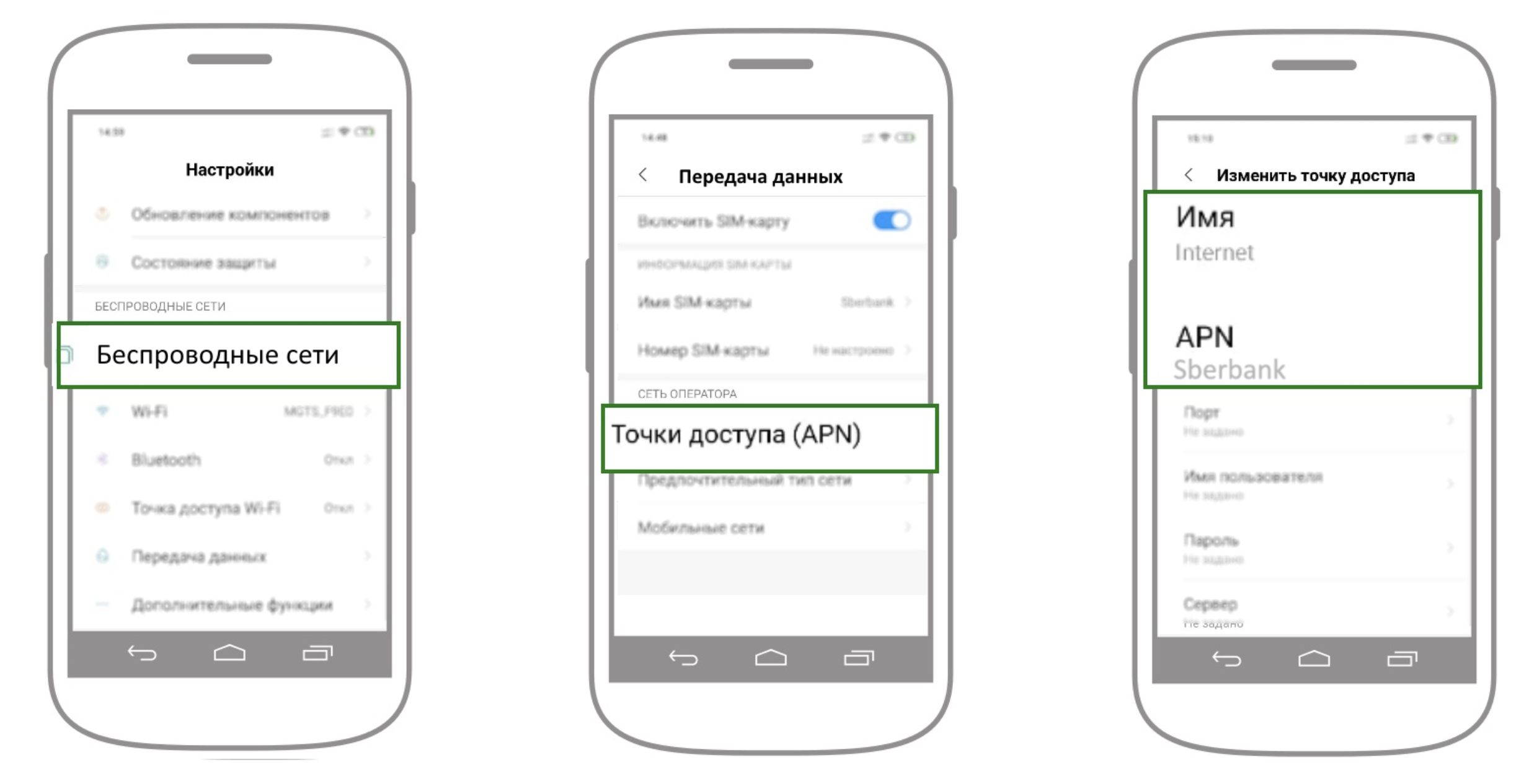 как настроить мобильный интернет на телефоне сбермобайл на андроид