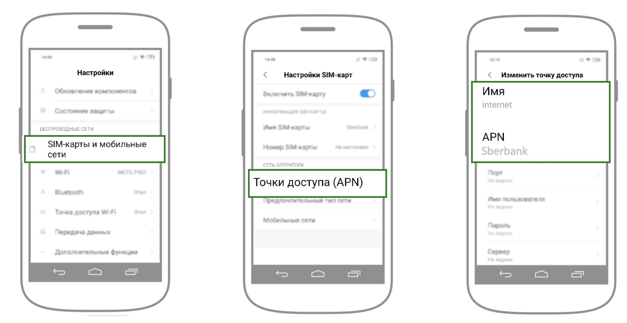 как настроить интернет сбермобайл на андроид